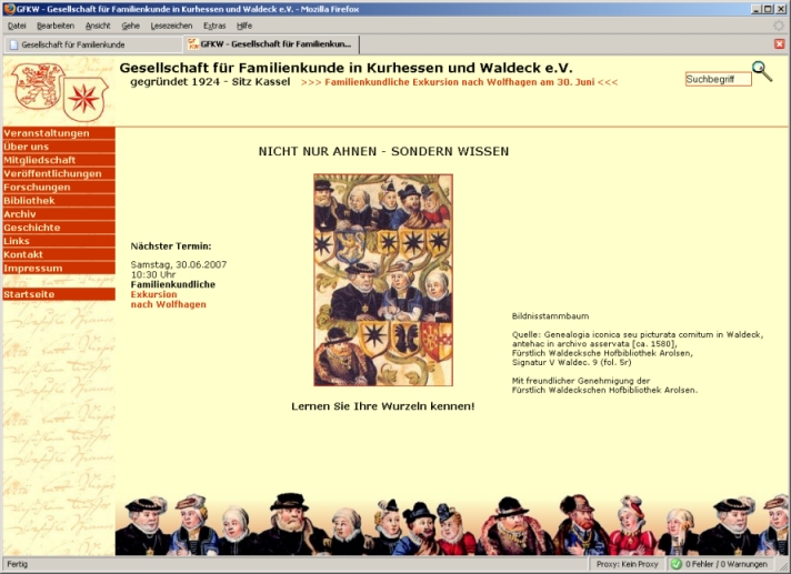 Website der GFKW seit 2004